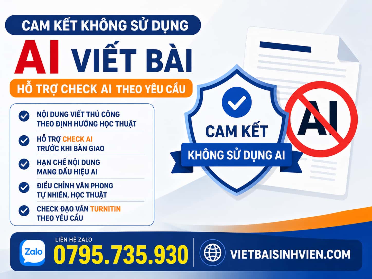 Cam kết KHÔNG sử dụng AI khi viết bài
