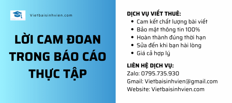 Lời cam đoan trong báo cáo thực tập